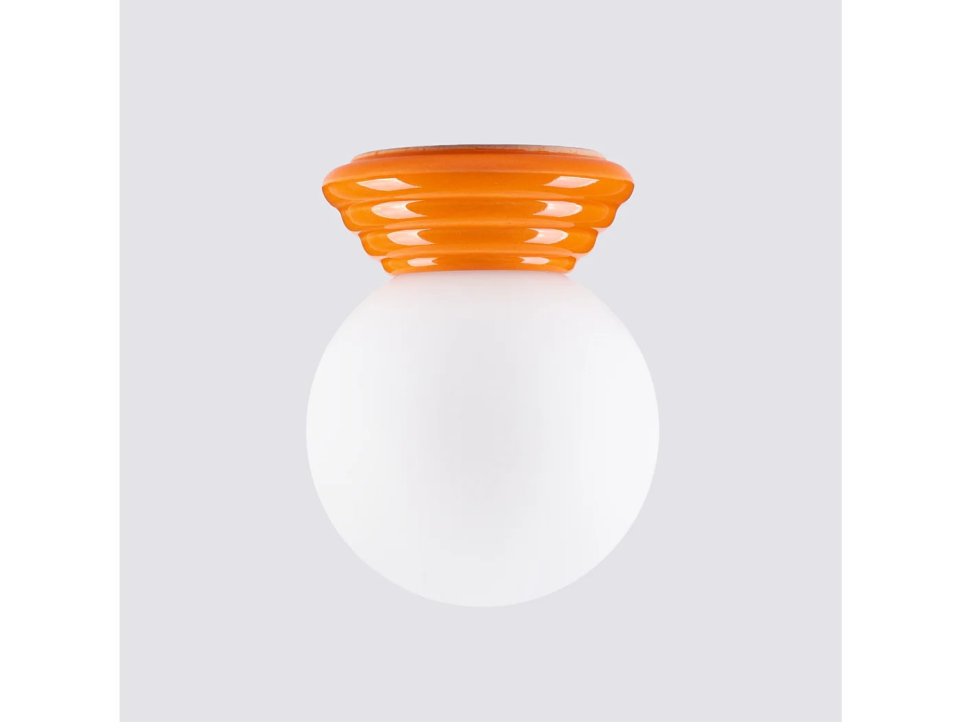 Plafonnier minimaliste en céramique émaillée/verre - 1 sources lumineuses - L.12 x H.12 cm - orange