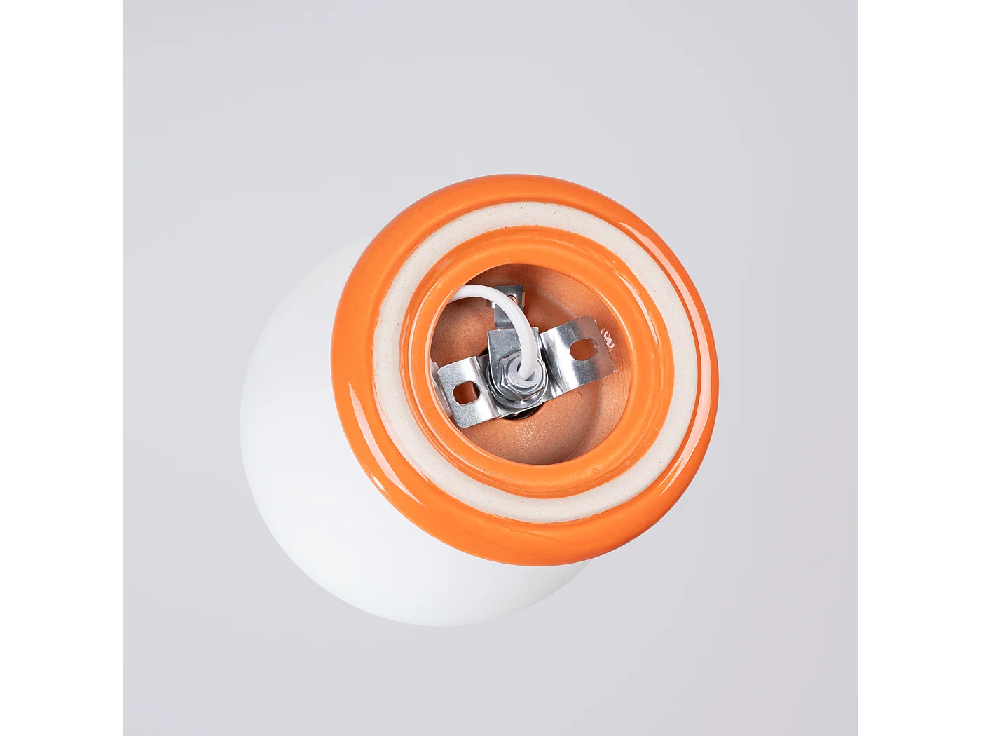 Plafonnier minimaliste en céramique émaillée/verre - 1 sources lumineuses - L.12 x H.12 cm - orange