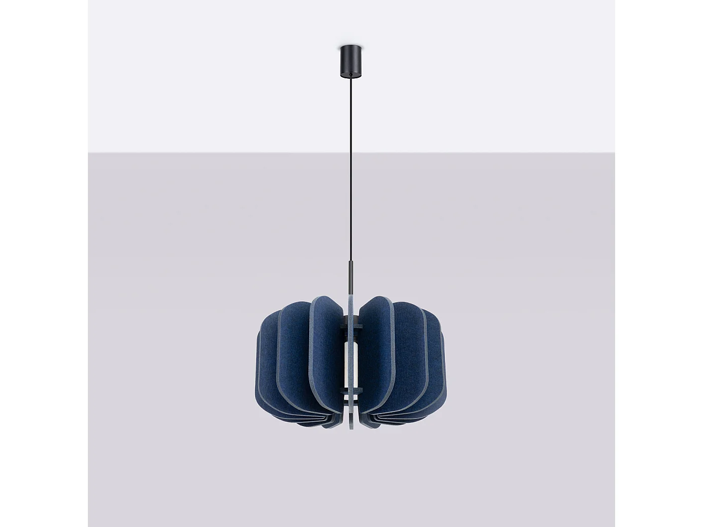 Lámpara colgante Mula moderno de fieltro/acero - 1 fuentes luminosas - L.45 x A.146 cm - azul marino/negro