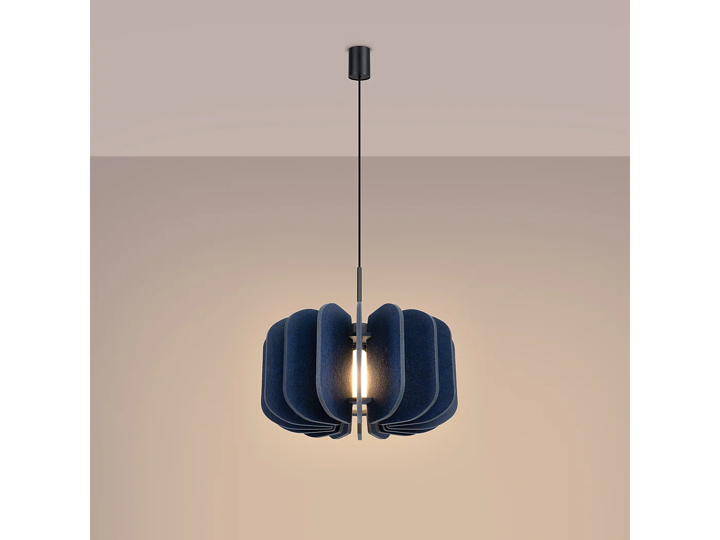 Lámpara colgante Mula moderno de fieltro/acero - 1 fuentes luminosas - L.45 x A.146 cm - azul marino/negro