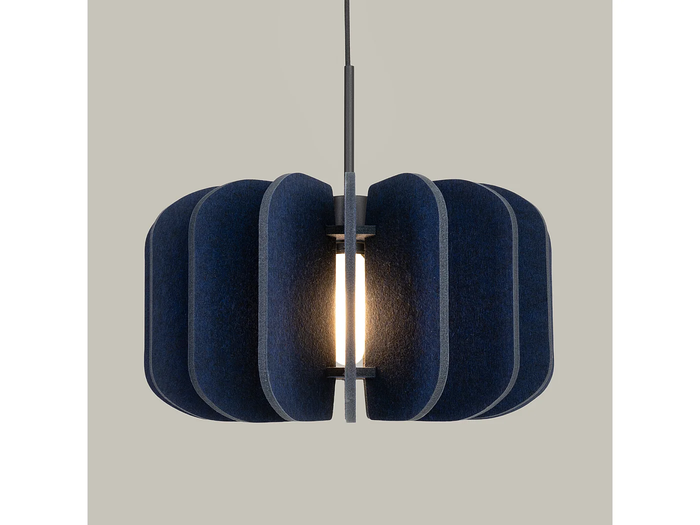 Lámpara colgante Mula moderno de fieltro/acero - 1 fuentes luminosas - L.45 x A.146 cm - azul marino/negro