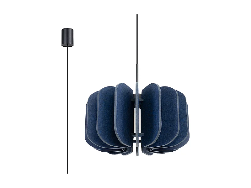 Hängelampe Mula modern aus  Filz/Stahl - 1 lichtquellen - L.45 x H. cm - Marineblau/Schwarz