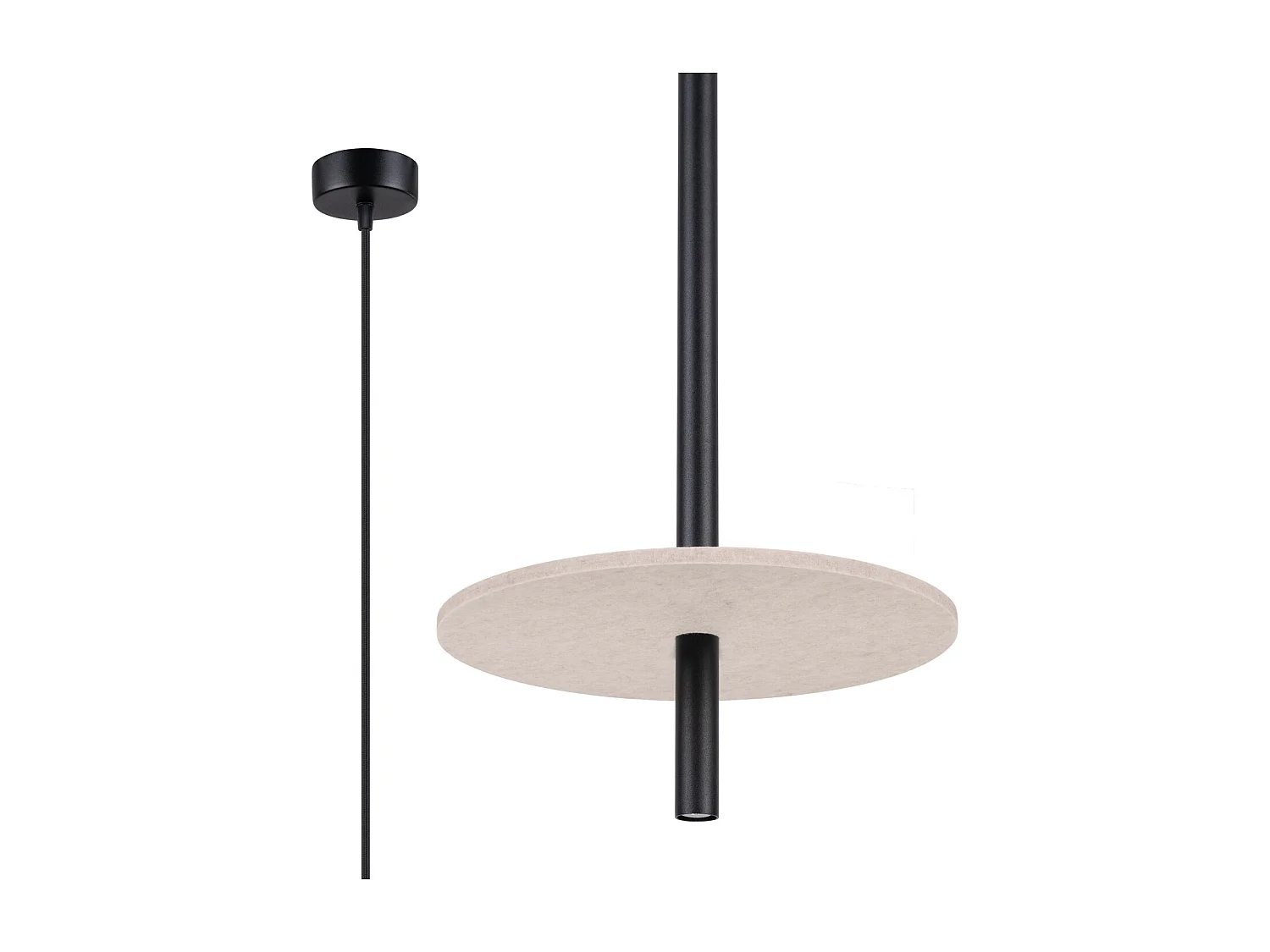 Lámpara colgante Feltro moderno de fieltro/acero - 1 fuentes luminosas - L.30 x A.126 cm - beige/negro