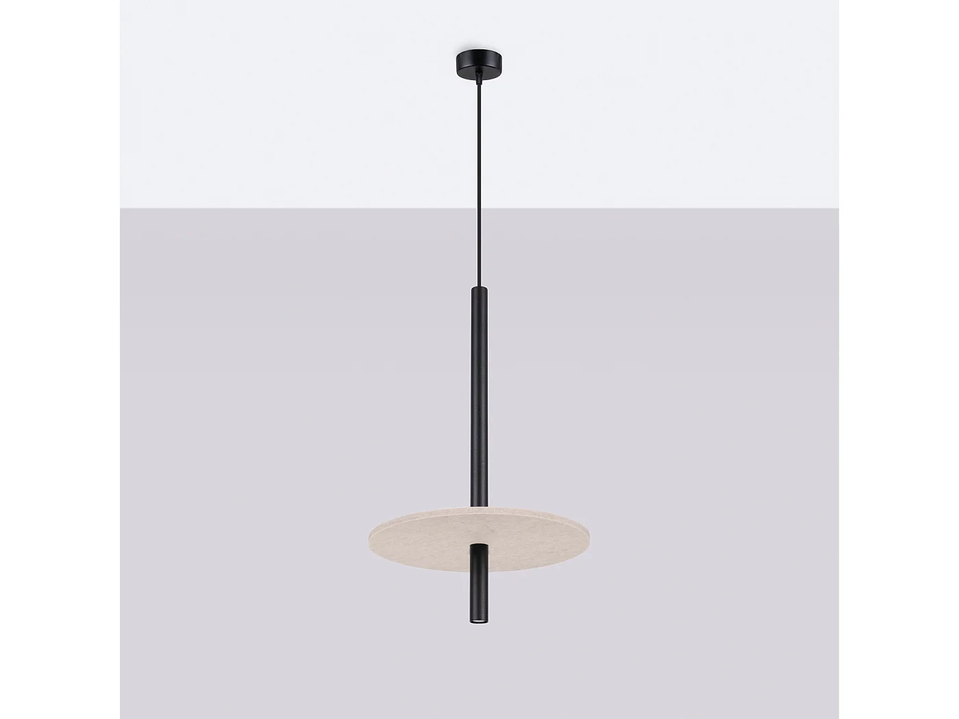 Lámpara colgante Feltro moderno de fieltro/acero - 1 fuentes luminosas - L.30 x A.126 cm - beige/negro