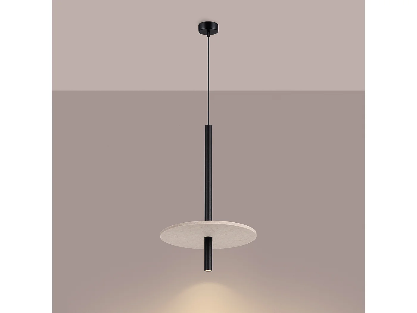 Lámpara colgante Feltro moderno de fieltro/acero - 1 fuentes luminosas - L.30 x A.126 cm - beige/negro