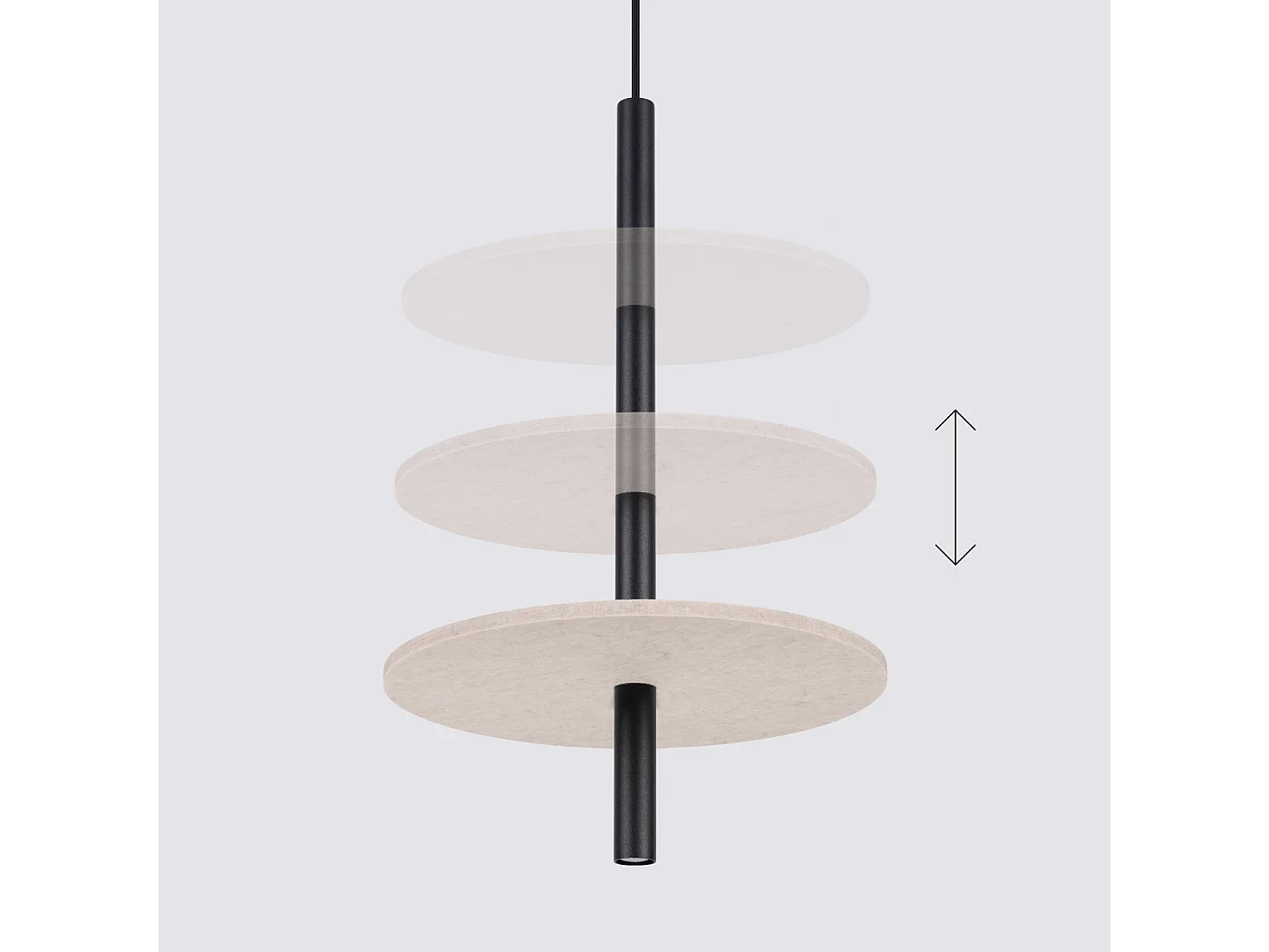 Lámpara colgante Feltro moderno de fieltro/acero - 1 fuentes luminosas - L.30 x A.126 cm - beige/negro