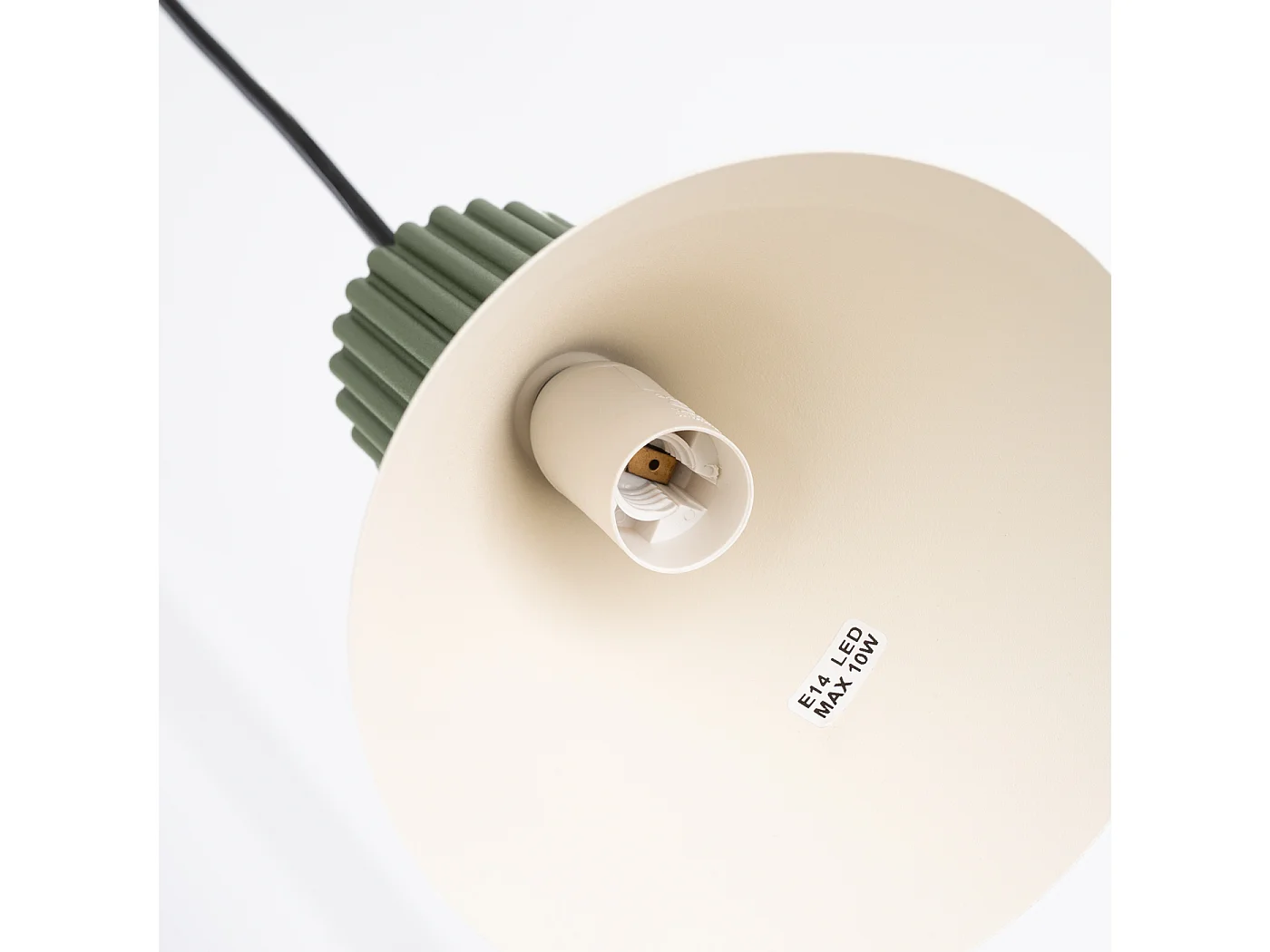 Lámpara colgante Estria desván de acero/aluminio - 3 fuentes luminosas - L.30 x A.120 cm - beige/verde oliva