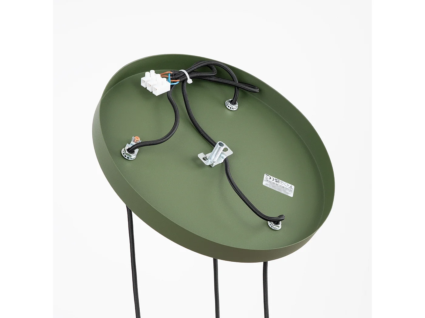 Lámpara colgante Estria desván de acero/aluminio - 3 fuentes luminosas - L.30 x A.120 cm - beige/verde oliva