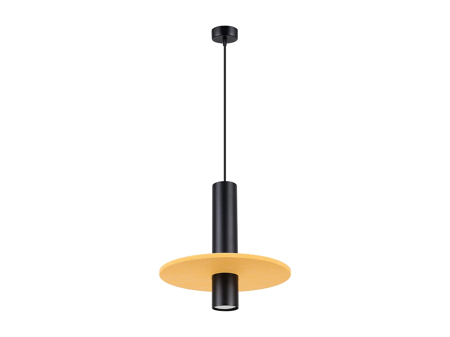 Lampe suspendue moderne en feutre/acier - 1 sources lumineuses - L.30 x H.126 cm - jaune/noir