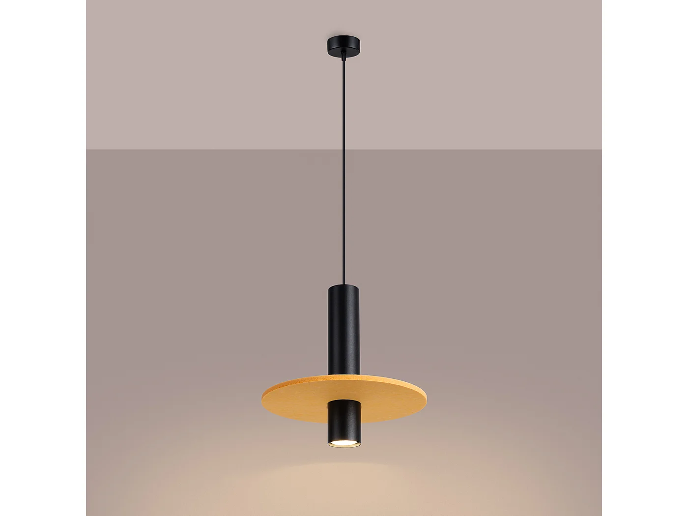 Lampe suspendue moderne en feutre/acier - 1 sources lumineuses - L.30 x H.126 cm - jaune/noir