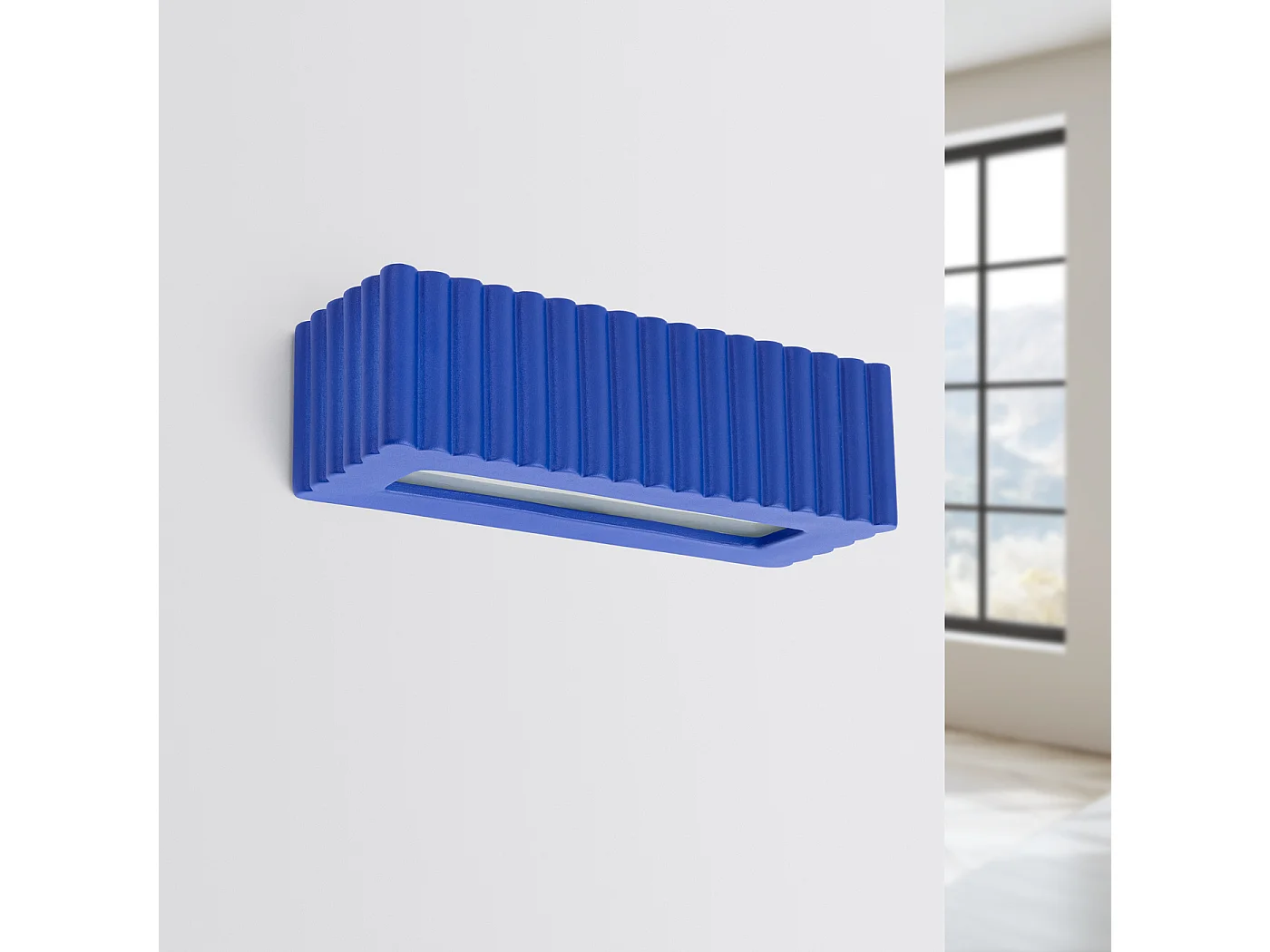 Wandleuchte Rigata modern aus  Keramik - 1 lichtquellen - L.34 x H. cm - ultramarin