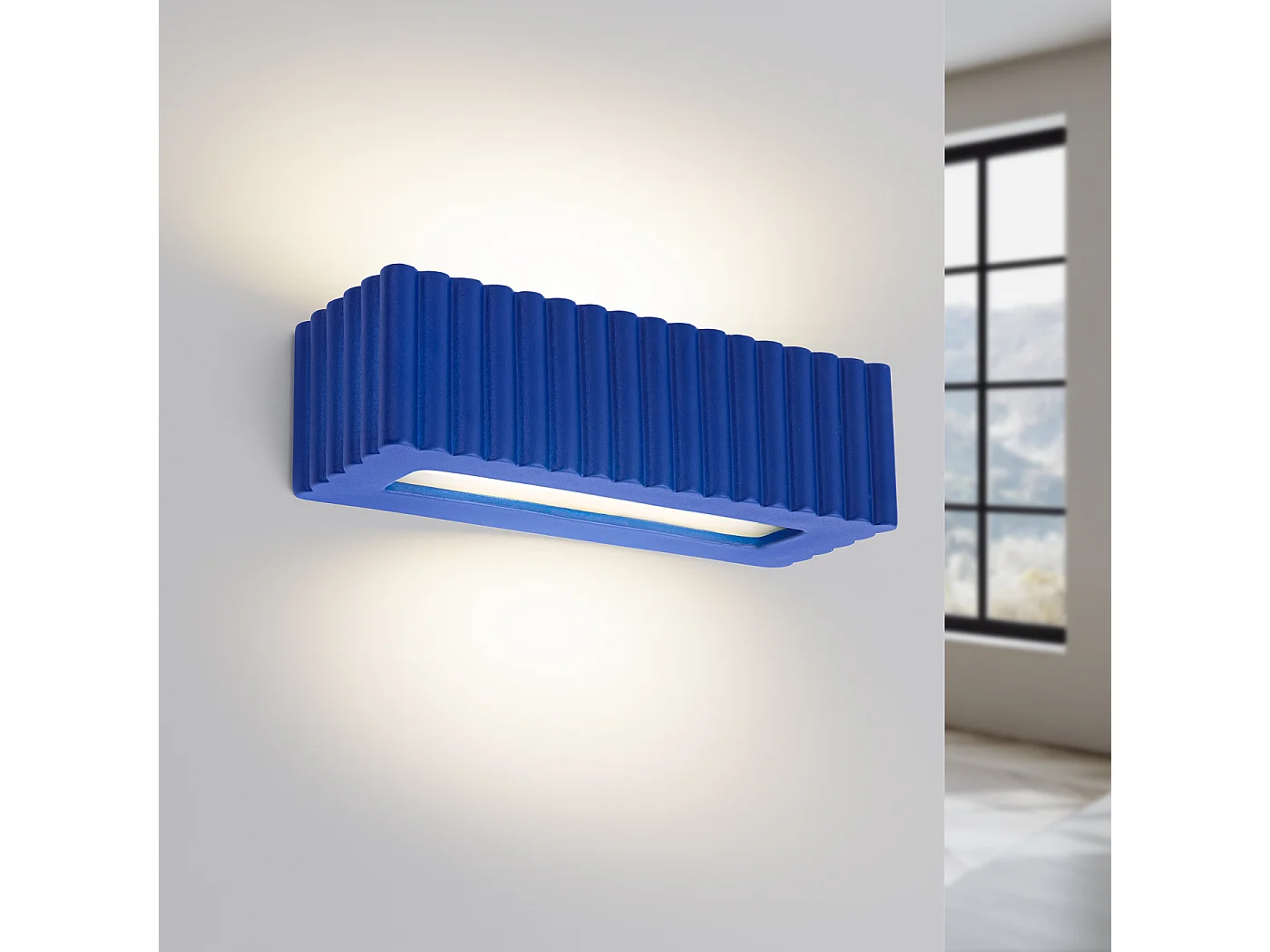 Wandleuchte Rigata modern aus  Keramik - 1 lichtquellen - L.34 x H. cm - ultramarin