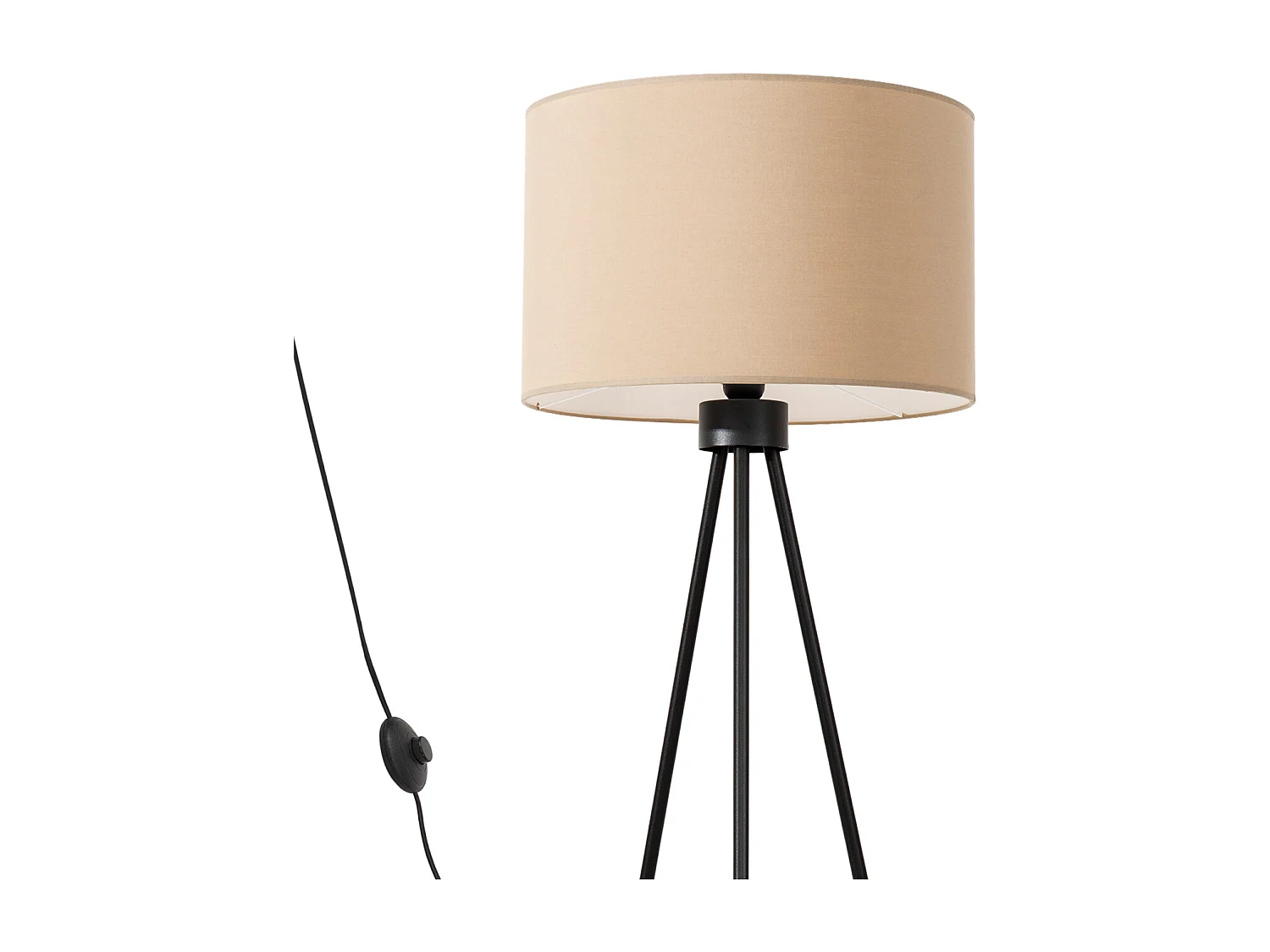 Lámpara de pie Nevia minimalista de tela/PVC/acero - 1 fuentes luminosas - L.40 x A.135 cm - color topo/negro