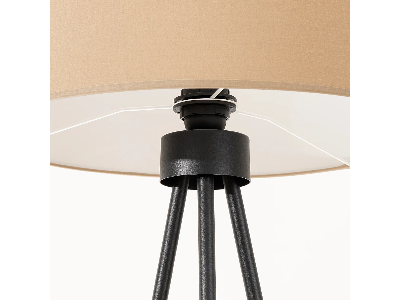 Lámpara de pie Nevia minimalista de tela/PVC/acero - 1 fuentes luminosas - L.40 x A.135 cm - color topo/negro