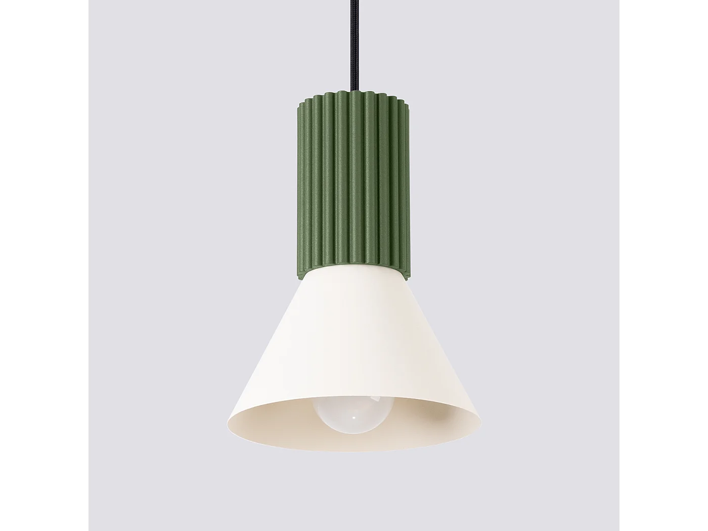 Lámpara colgante Estria desván de acero/aluminio - 1 fuentes luminosas - L.14 x A.120 cm - beige/verde oliva