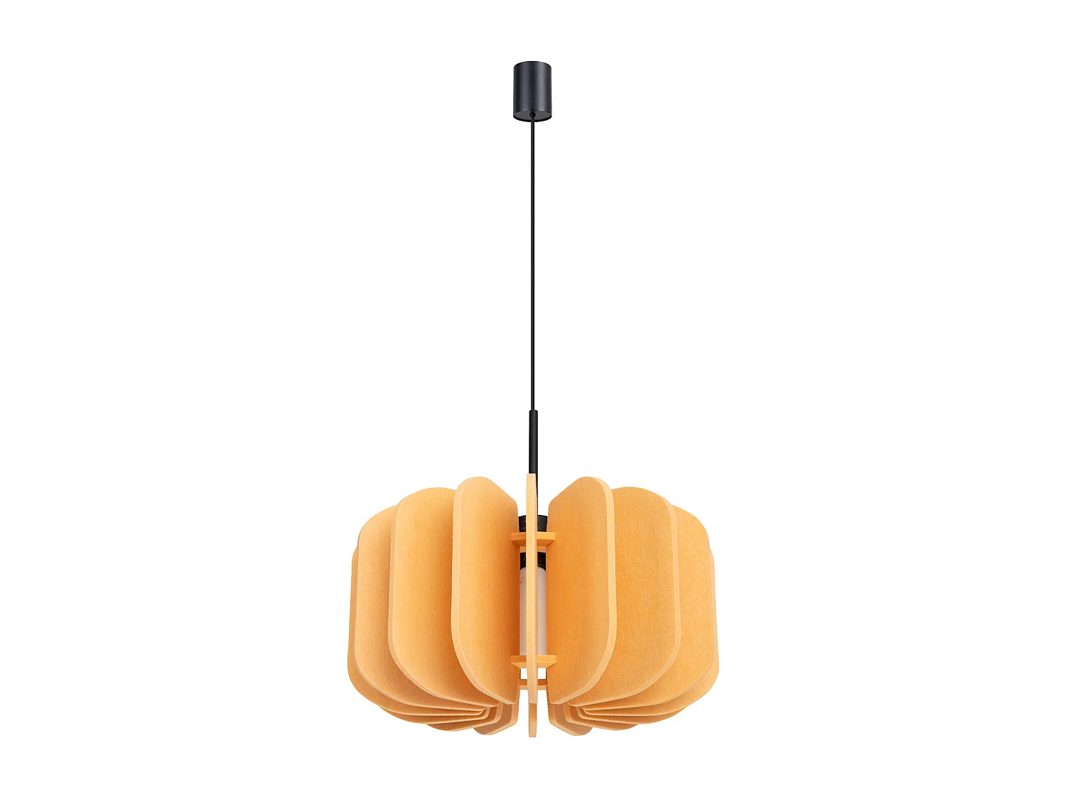 Lampe suspendue moderne en feutre/acier - 1 sources lumineuses - L.45 x H.146 cm - jaune/noir