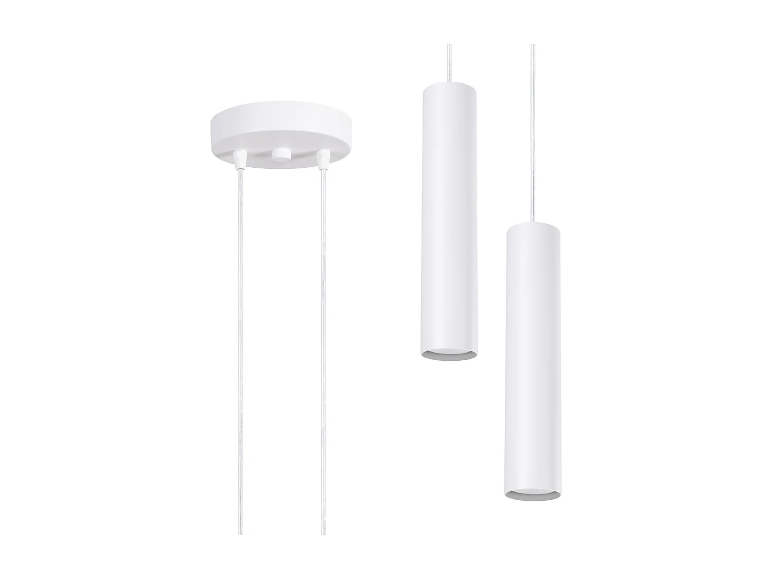 Hängelampe Lagos modern aus  Stahl - 2 lichtquellen - L.15 x H. cm - Weiß