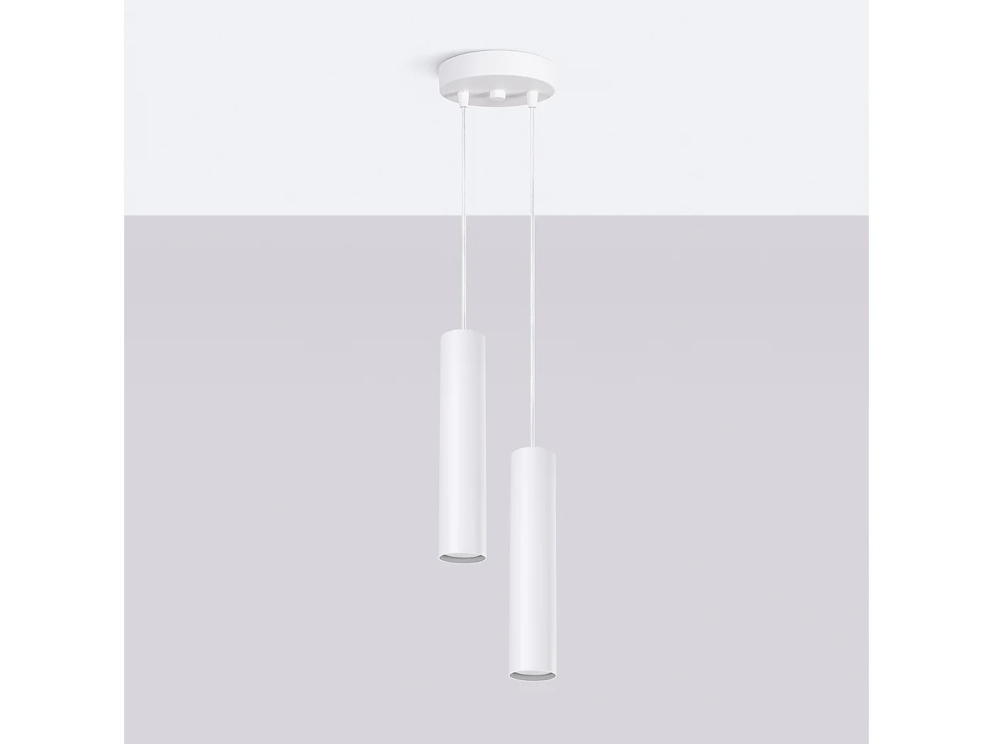 Hängelampe Lagos modern aus  Stahl - 2 lichtquellen - L.15 x H. cm - Weiß