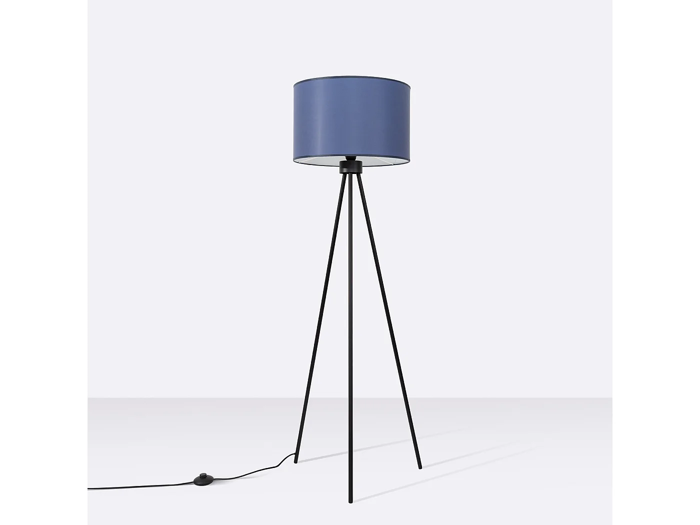 Lámpara de pie Nevia minimalista de tela/PVC/acero - 1 fuentes luminosas - L.40 x A.135 cm - azul marino/negro