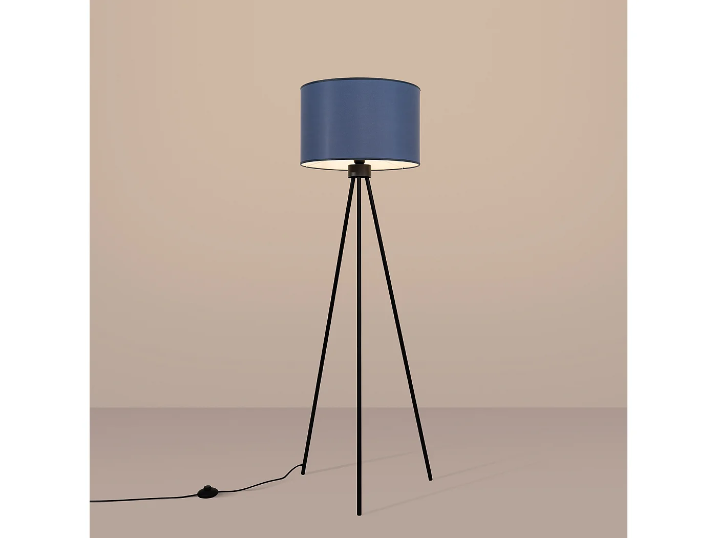 Lámpara de pie Nevia minimalista de tela/PVC/acero - 1 fuentes luminosas - L.40 x A.135 cm - azul marino/negro