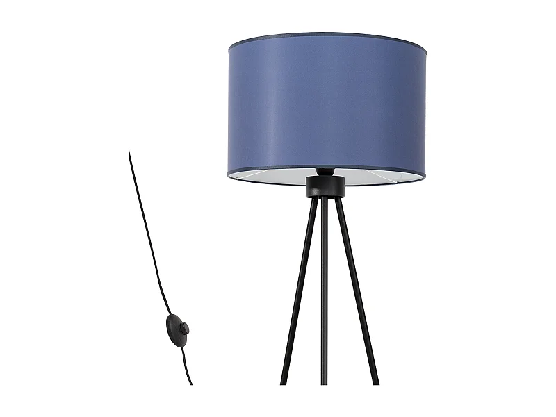 Lampadaire minimaliste en tissu/PVC/acier - 1 sources lumineuses - L.40 x H.135 cm - bleu marine/noir