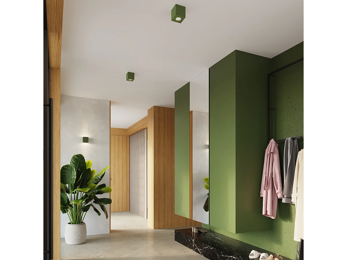 Deckenleuchte Quad Industrie aus  Beton - 1 lichtquellen - L.10 x H. cm - olivgrün