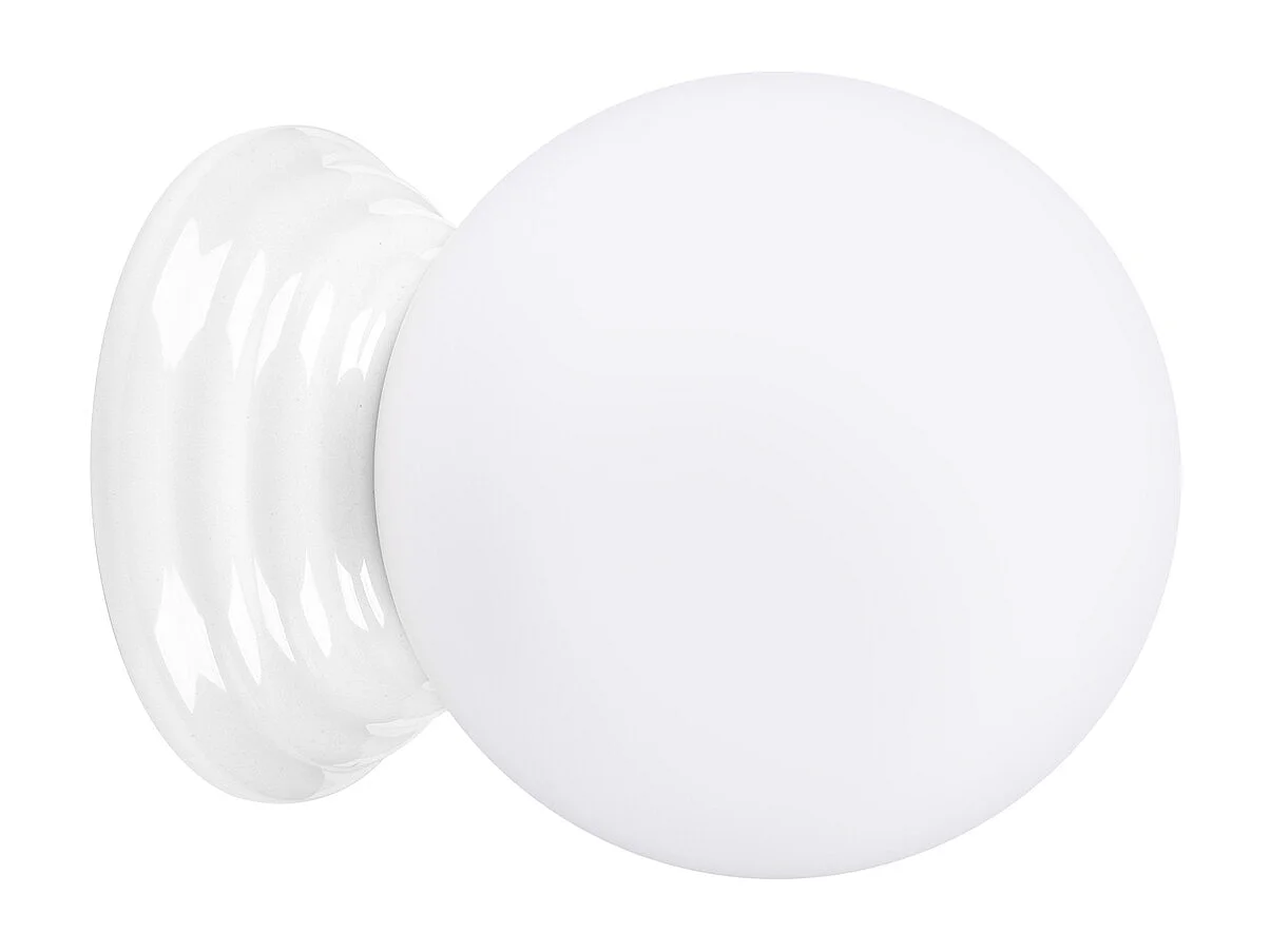 Lámpara de pared Zori minimalista de cerámica/vidrio vidriado - 1 fuentes luminosas - L.12 x A.12 cm - blanco