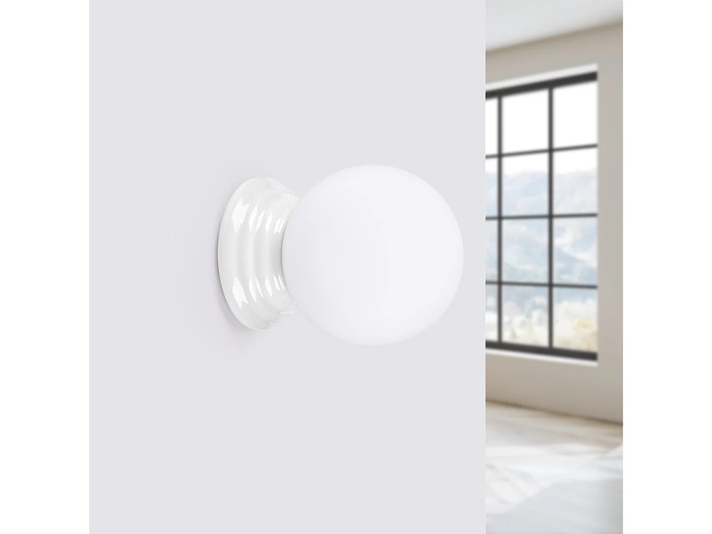 Lámpara de pared Zori minimalista de cerámica/vidrio vidriado - 1 fuentes luminosas - L.12 x A.12 cm - blanco