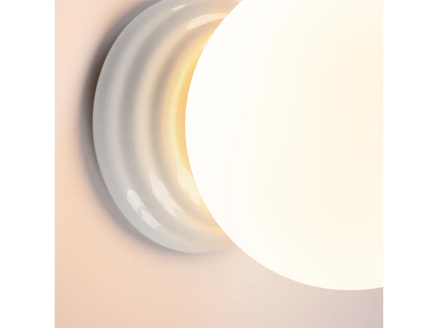 Lámpara de pared Zori minimalista de cerámica/vidrio vidriado - 1 fuentes luminosas - L.12 x A.12 cm - blanco