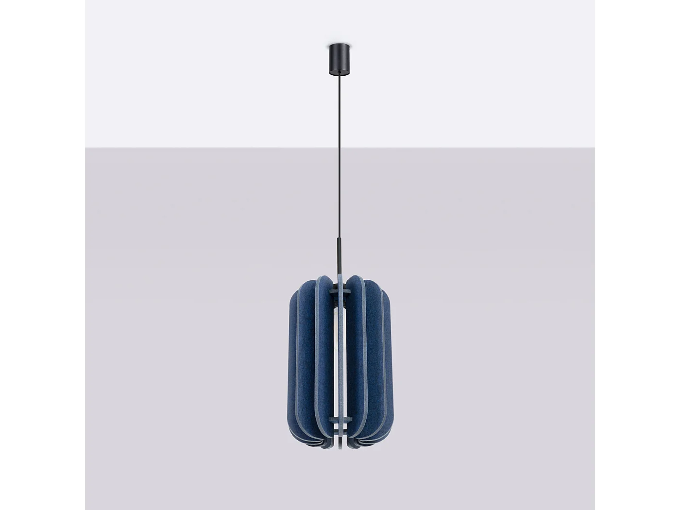 Lámpara colgante Mula moderno de fieltro/acero - 1 fuentes luminosas - L.27 x A.165 cm - azul marino/negro