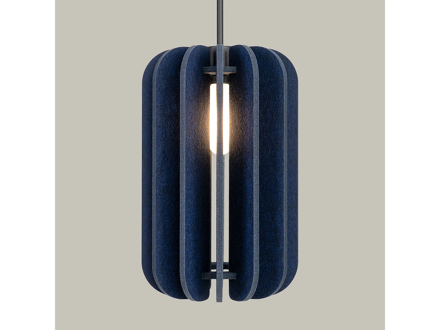 Lámpara colgante Mula moderno de fieltro/acero - 1 fuentes luminosas - L.27 x A.165 cm - azul marino/negro