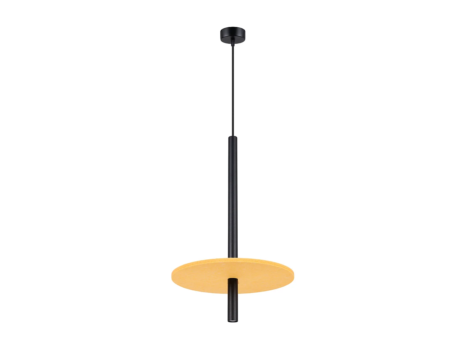Lampe suspendue moderne en feutre/acier - 1 sources lumineuses - L.30 x H.126 cm - jaune/noir