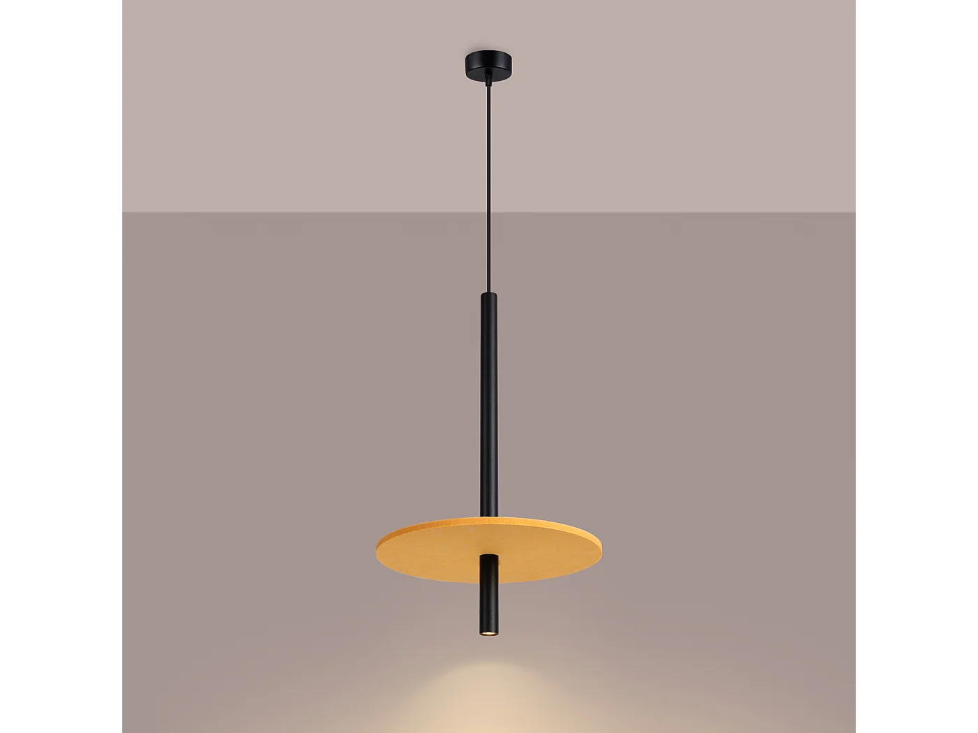 Lampe suspendue moderne en feutre/acier - 1 sources lumineuses - L.30 x H.126 cm - jaune/noir