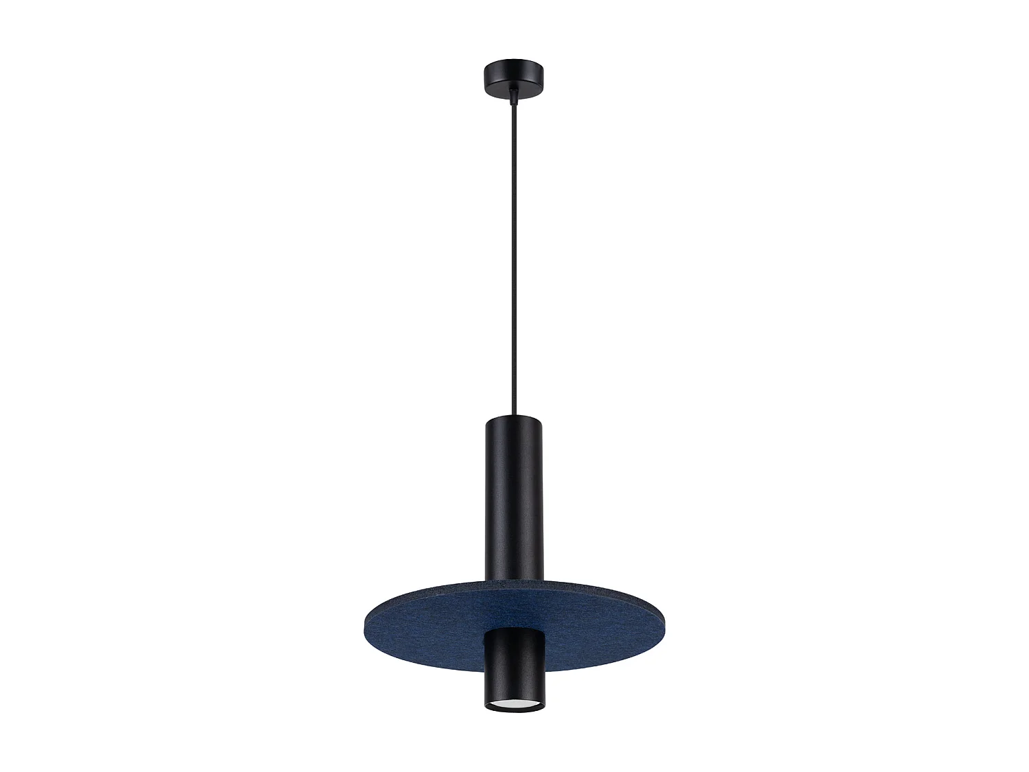 Lampe suspendue moderne en feutre/acier - 1 sources lumineuses - L.30 x H.126 cm - bleu marine/noir