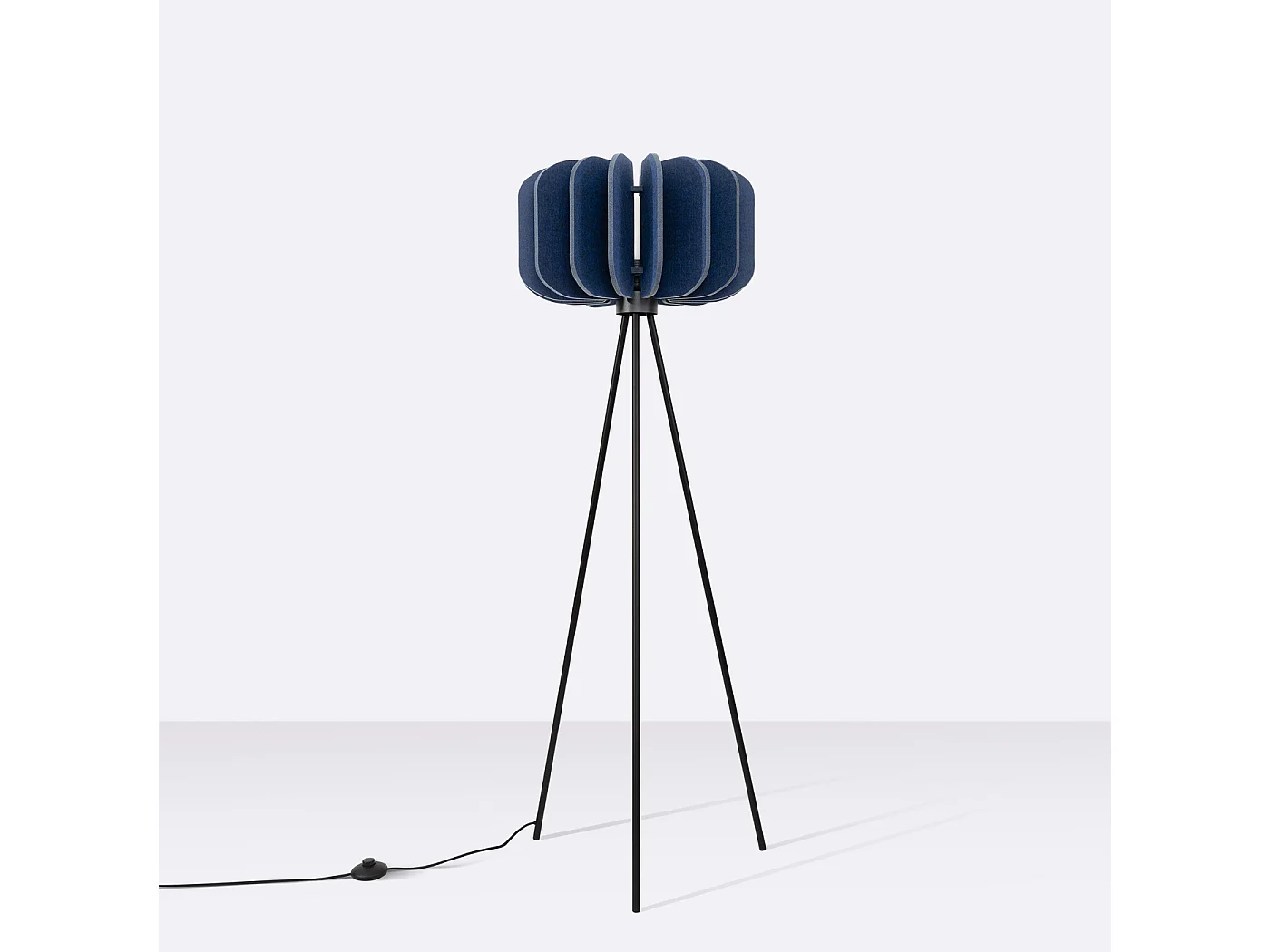 Lámpara de pie Mula moderno de fieltro/acero - 1 fuentes luminosas - L.45 x A.134 cm - azul marino/negro