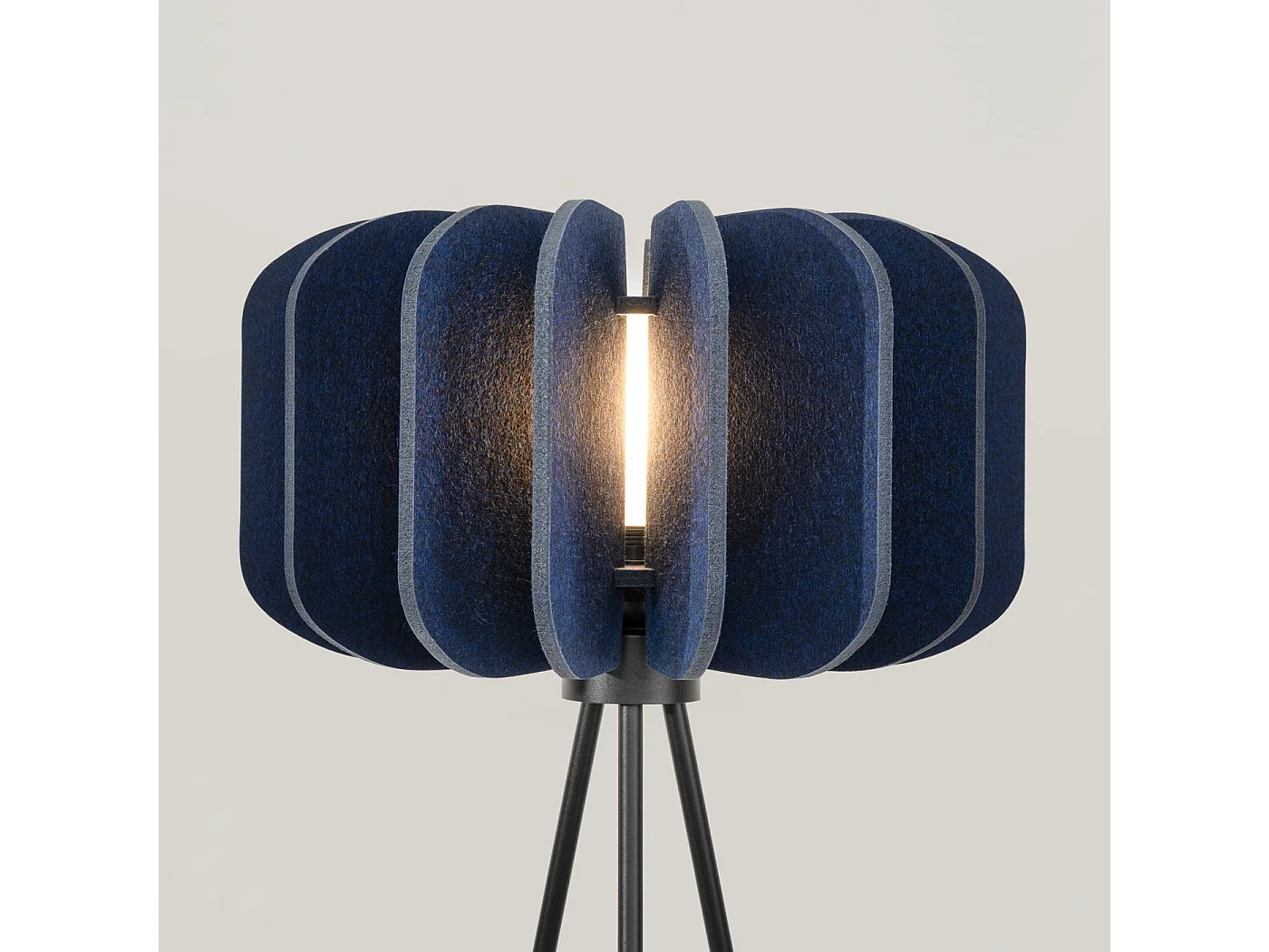 Lámpara de pie Mula moderno de fieltro/acero - 1 fuentes luminosas - L.45 x A.134 cm - azul marino/negro