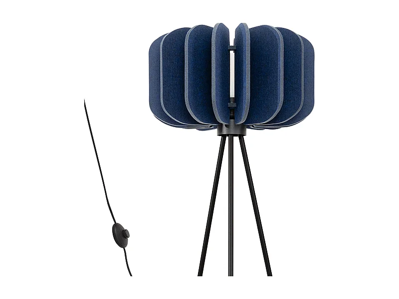 Lampadaire moderne en feutre/acier - 1 sources lumineuses - L.45 x H.134 cm - bleu marine/noir