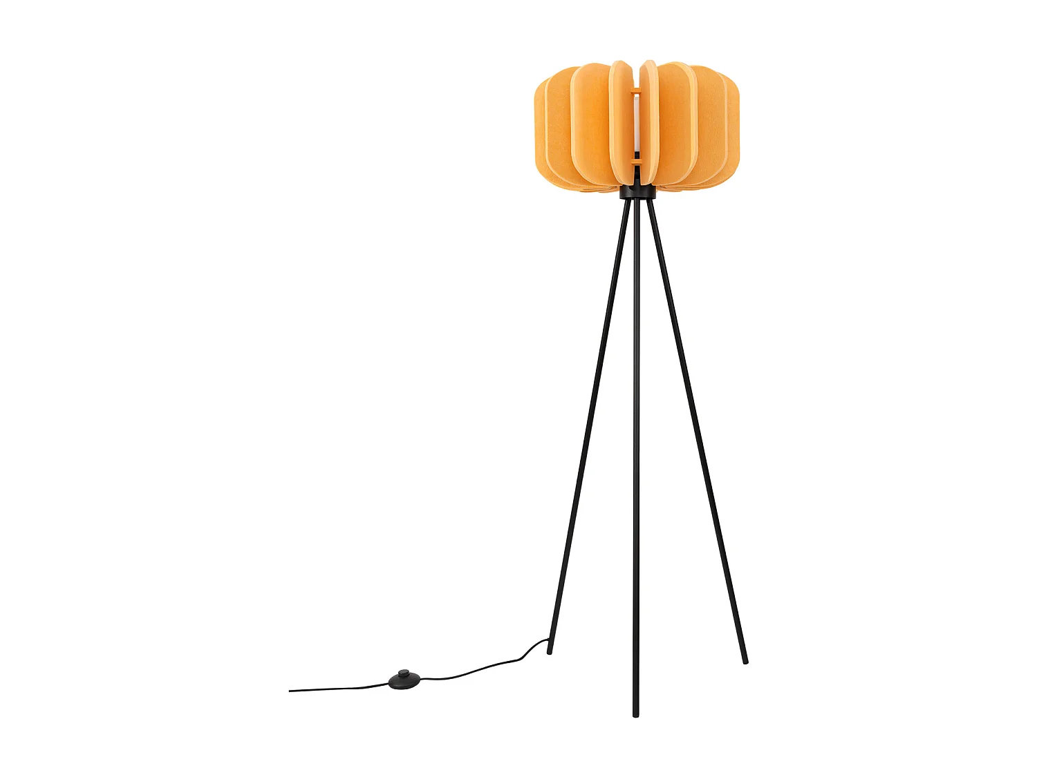 Lampadaire moderne en feutre/acier - 1 sources lumineuses - L.45 x H.134 cm - jaune/noir