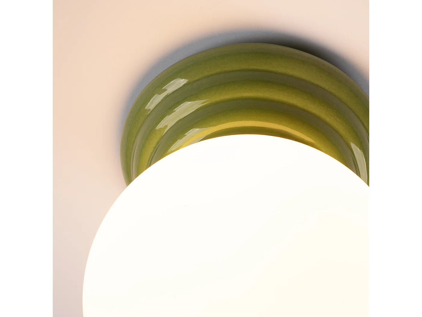 Lámpara de techo Zori minimalista de cerámica/vidrio vidriado - 1 fuentes luminosas - L.12 x A.12 cm - verde oliva