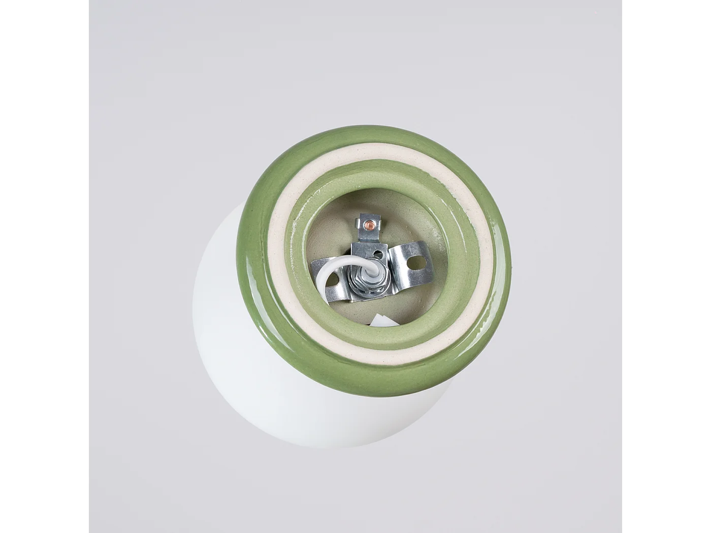 Lámpara de techo Zori minimalista de cerámica/vidrio vidriado - 1 fuentes luminosas - L.12 x A.12 cm - verde oliva