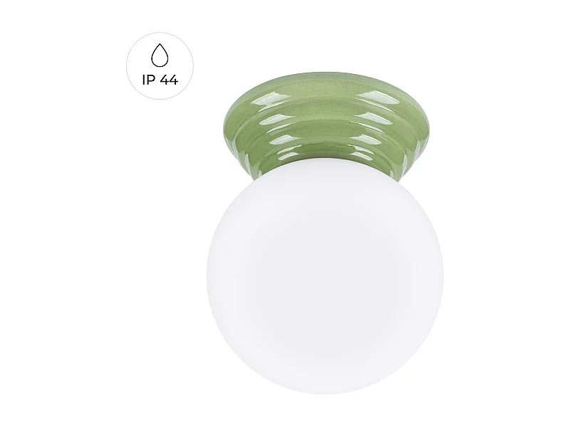Deckenleuchte Zori minimalistisch aus  glasierte Keramik/Glas - 1 lichtquellen - L.12 x H. cm - olivgrün
