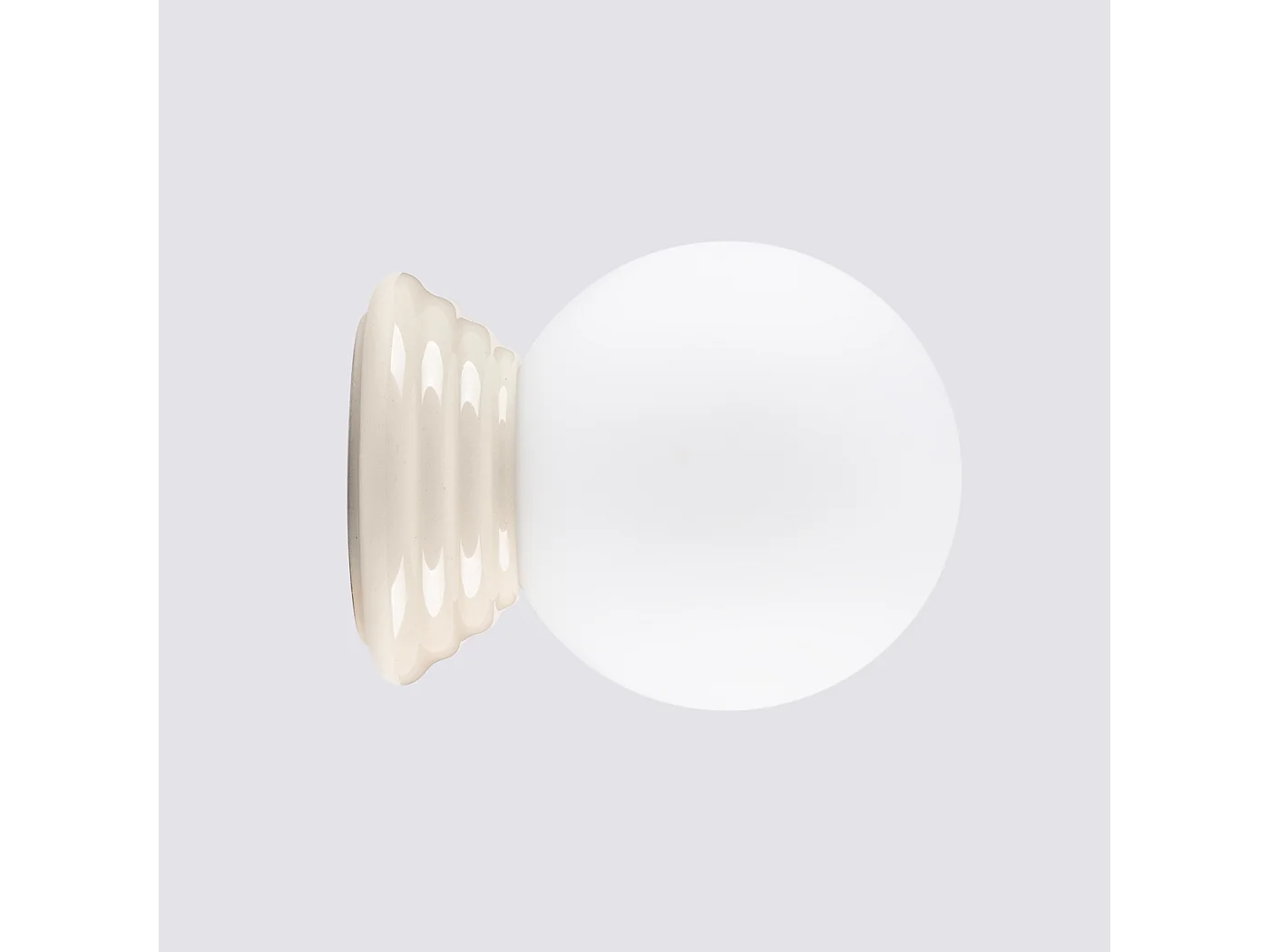 Applique minimaliste en céramique émaillée/verre - 1 sources lumineuses - L.12 x H.12 cm - beige