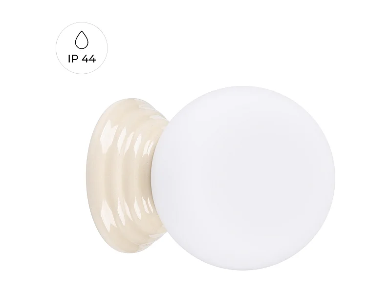 Wandleuchte Zori minimalistisch aus  glasierte Keramik/Glas - 1 lichtquellen - L.12 x H. cm - Beige
