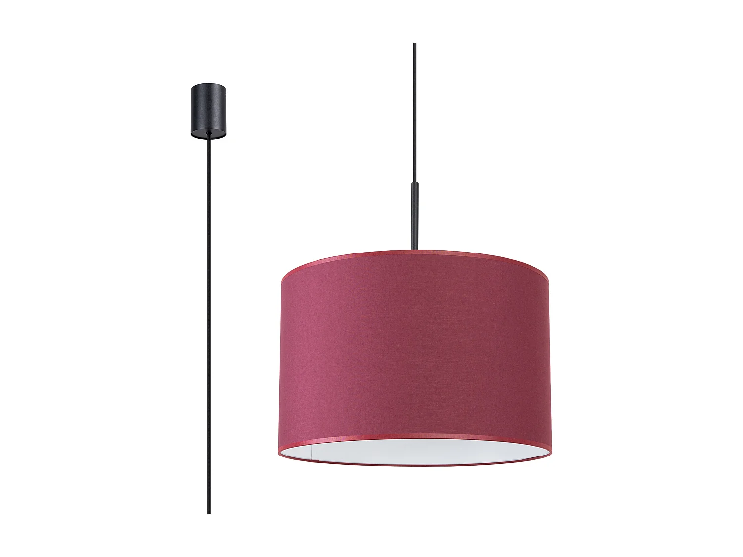Hanglamp Nevia minimalist van  - 1 lichtbronnen - L.40 x H.137 cm - bordeauxrood/zwart