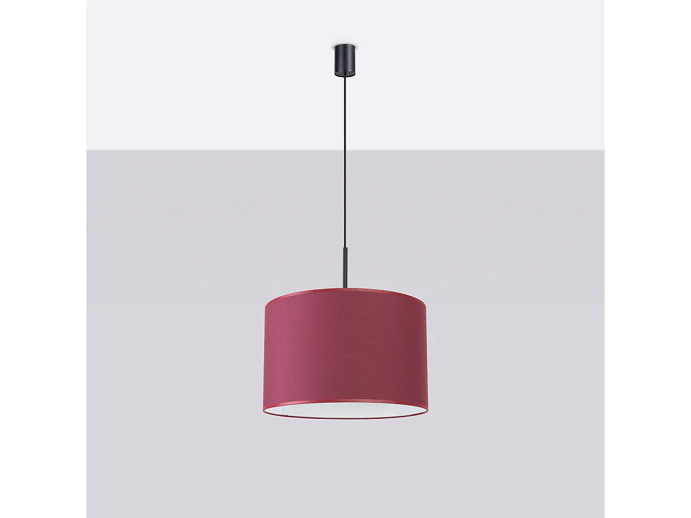 Hanglamp Nevia minimalist van  - 1 lichtbronnen - L.40 x H.137 cm - bordeauxrood/zwart