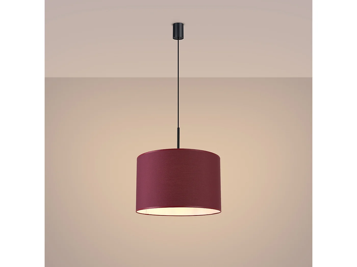 Hanglamp Nevia minimalist van  - 1 lichtbronnen - L.40 x H.137 cm - bordeauxrood/zwart