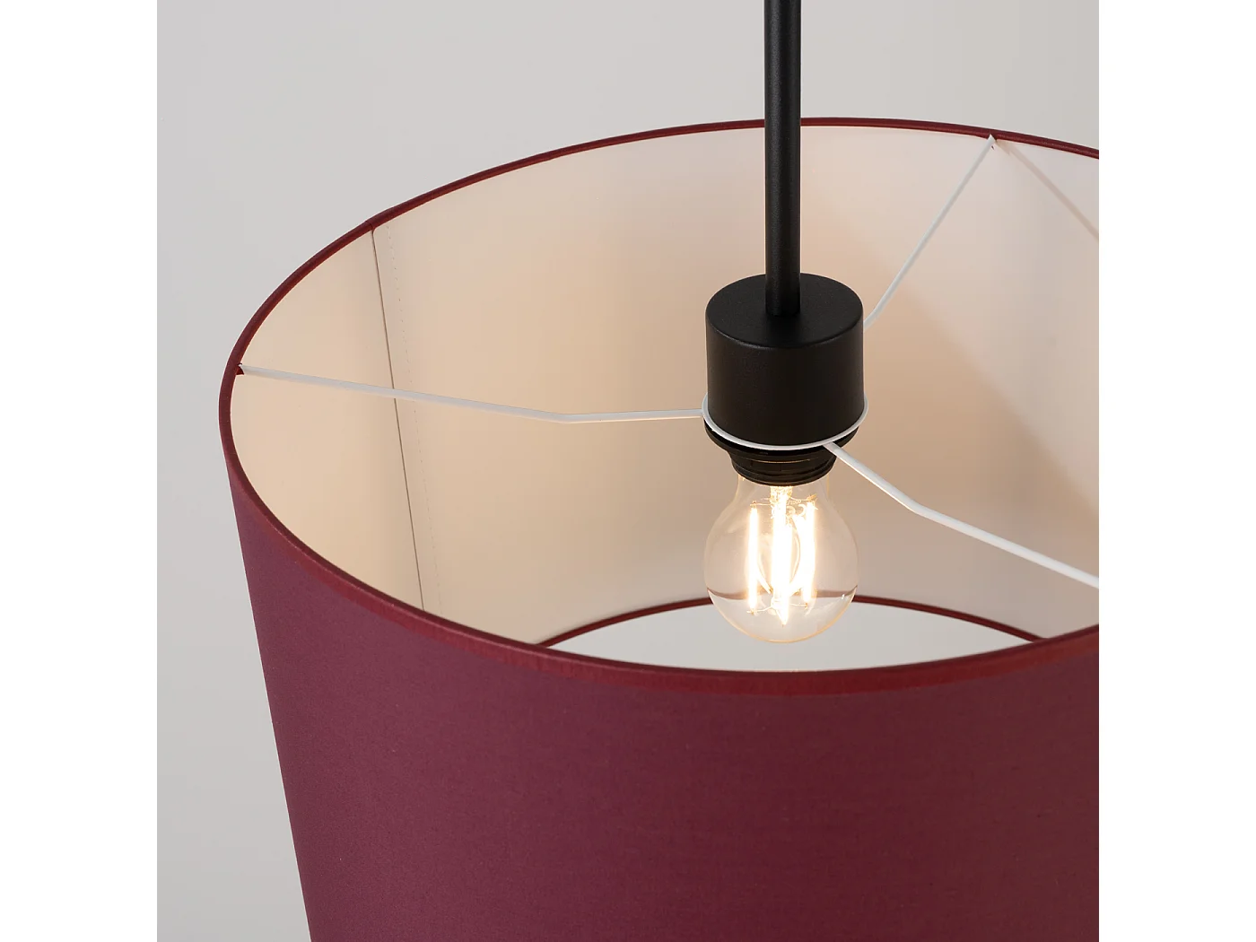 Hanglamp Nevia minimalist van  - 1 lichtbronnen - L.40 x H.137 cm - bordeauxrood/zwart