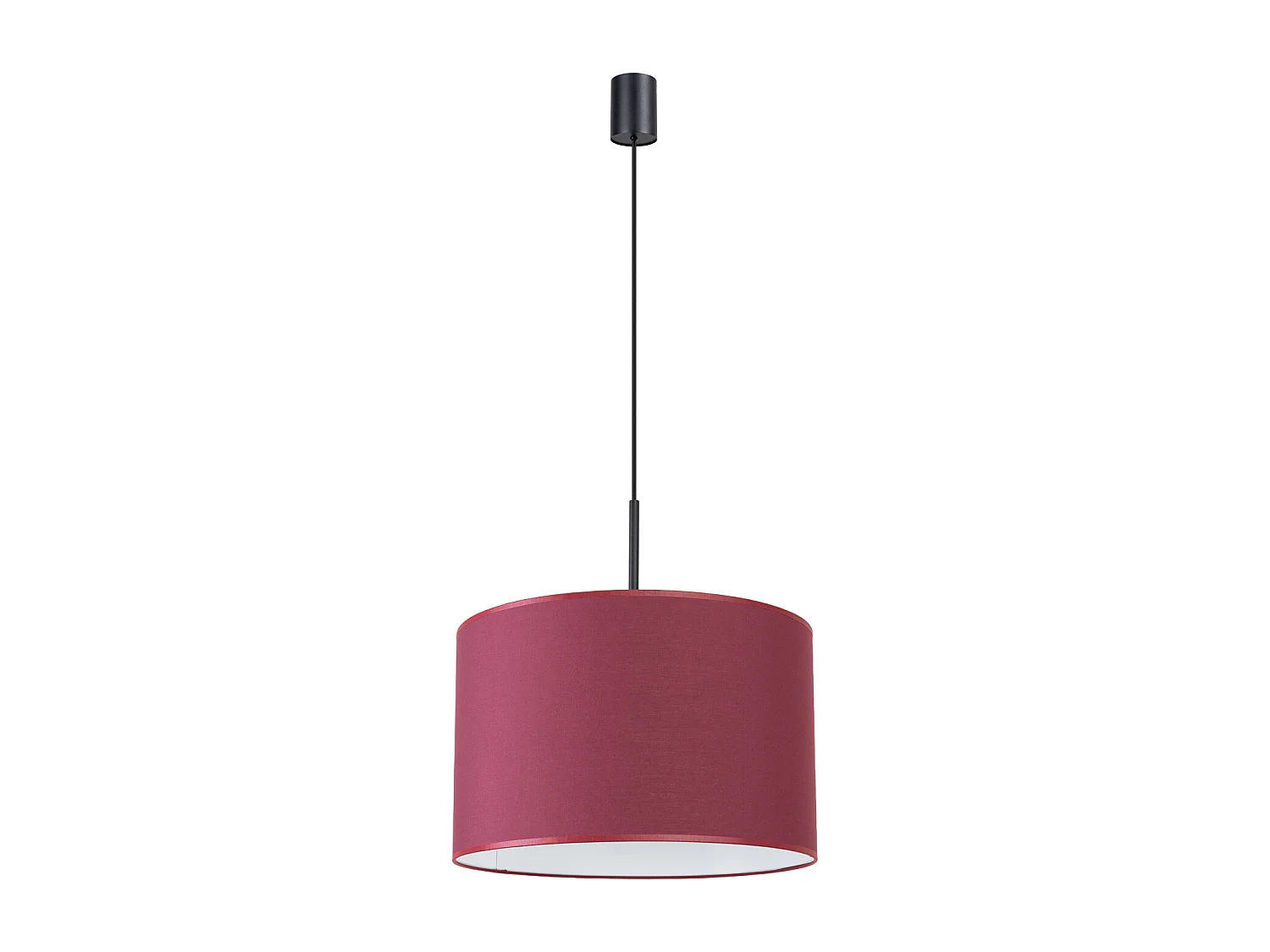 Lampe suspendue minimaliste en tissu/PVC - 1 sources lumineuses - L.40 x H.137 cm - bordeaux/noir