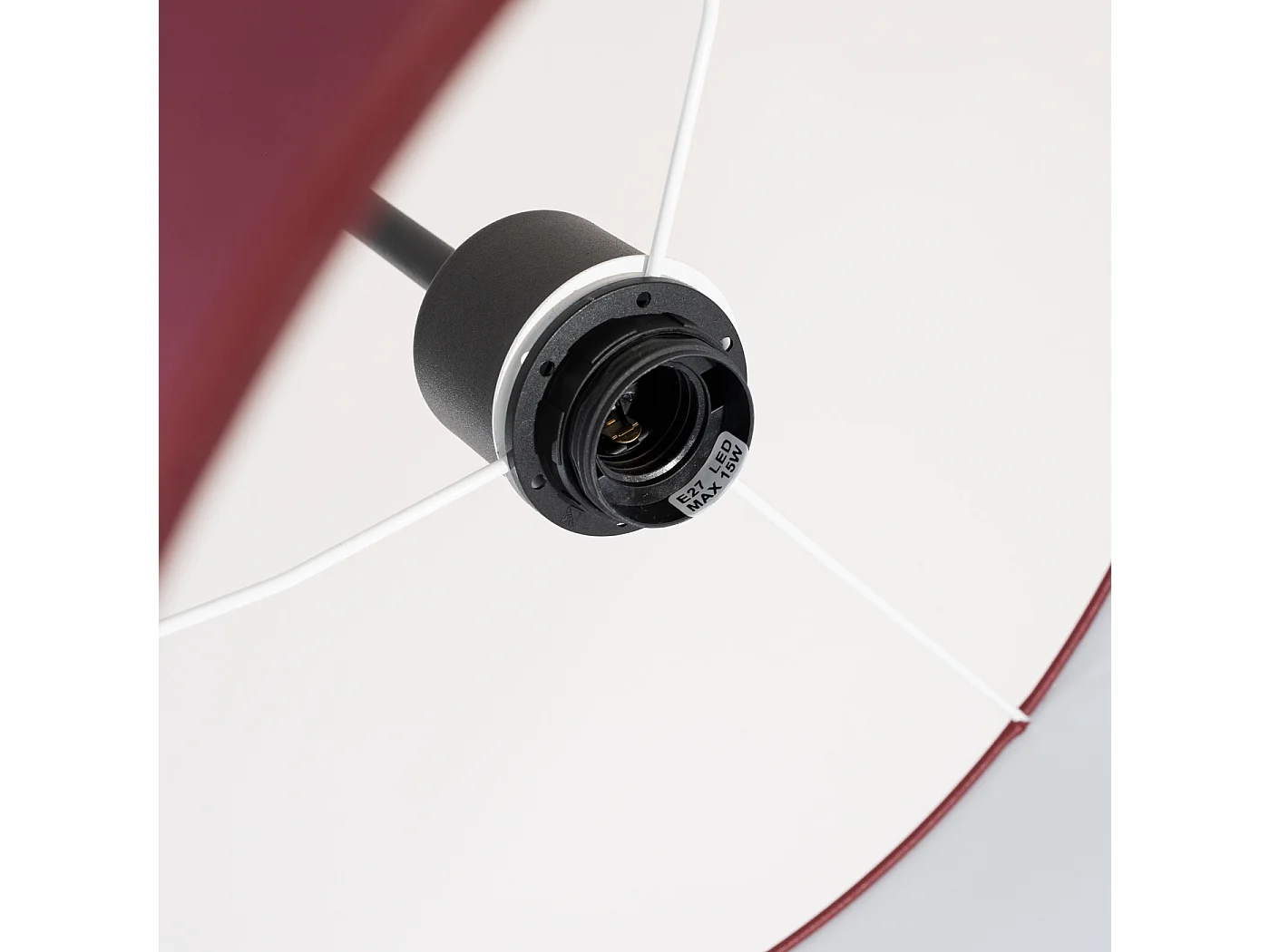 Lampe suspendue minimaliste en tissu/PVC - 1 sources lumineuses - L.40 x H.137 cm - bordeaux/noir