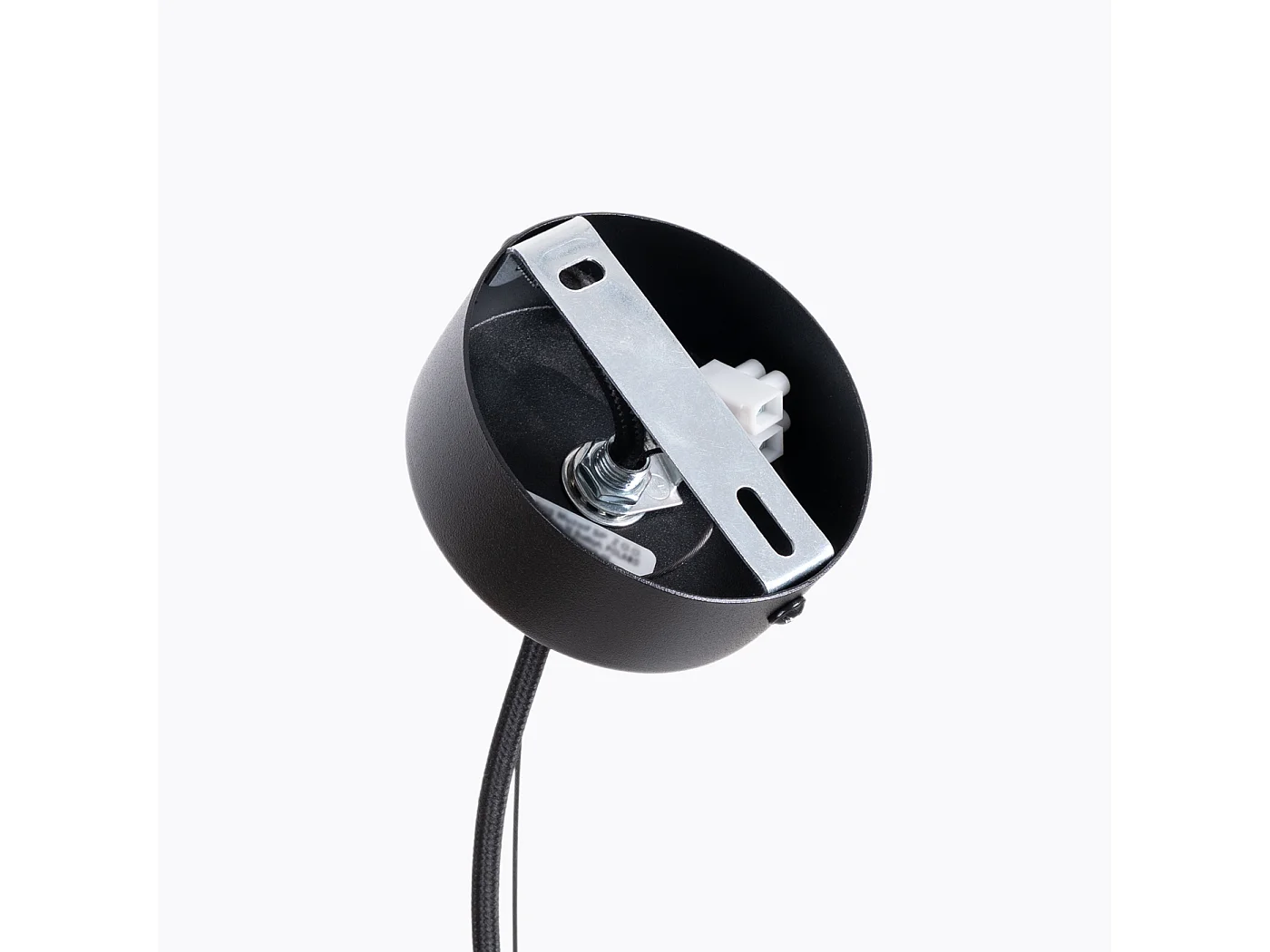 Candeeiro suspenso Gabbia industrial, aço/madeira - 1 lichtbronnen - L.35 x H.183 cm - madeira preta/natural